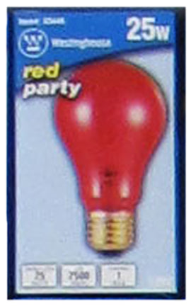 Westinghouse, 25 WATT A/19 PARTY BULB TRANS RED