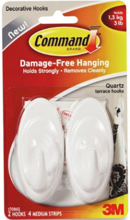 3M, 2PK QUARTZ TERRACEHOOK COMMAND