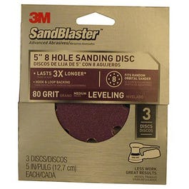 3M, 3-Pack Sandblaster 5-Inch 8-Hole 80-Grit Sanding Disc