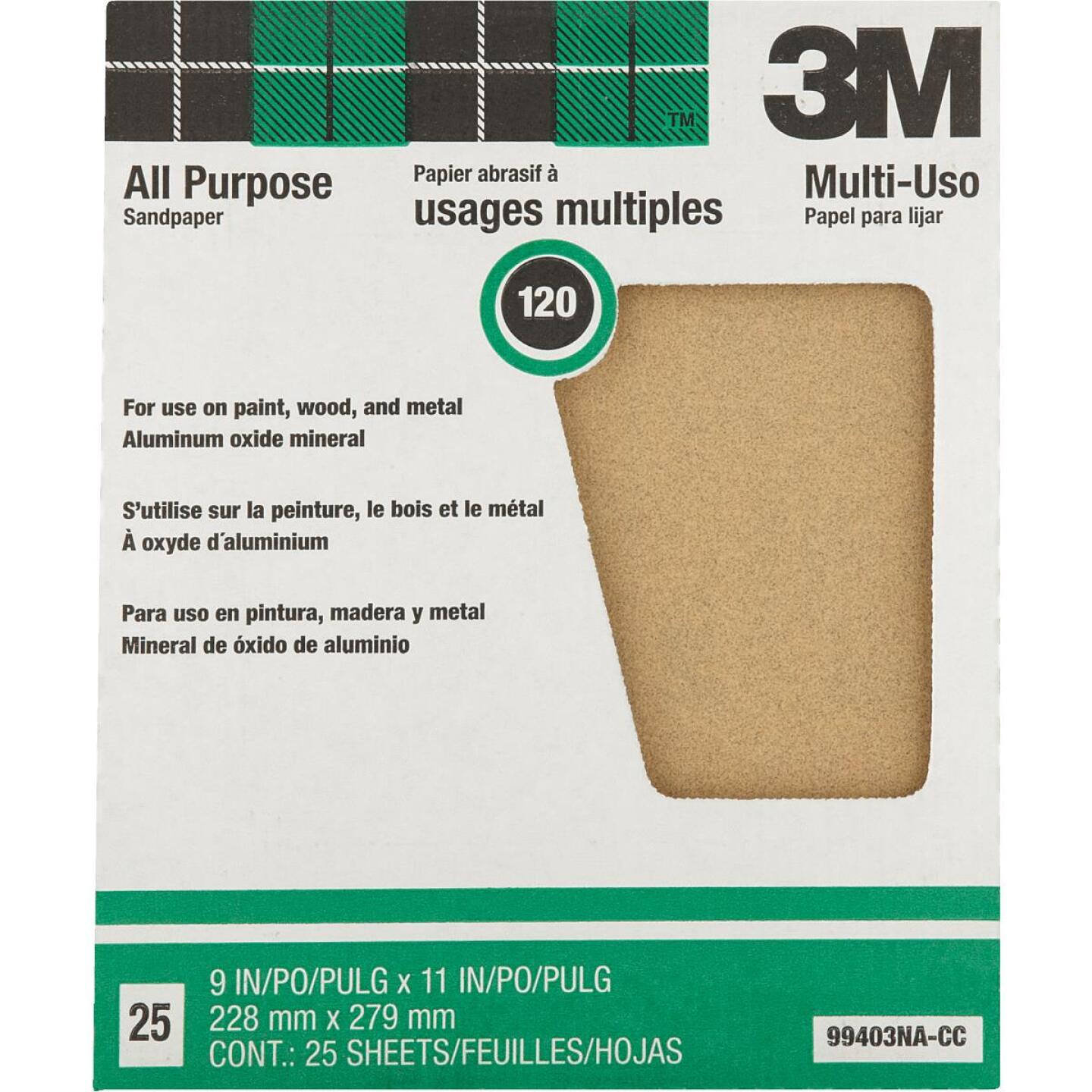 3M, 3M All-Purpose 9 In. x 11 In. 120 Grit Fine Sandpaper (25-Pack)