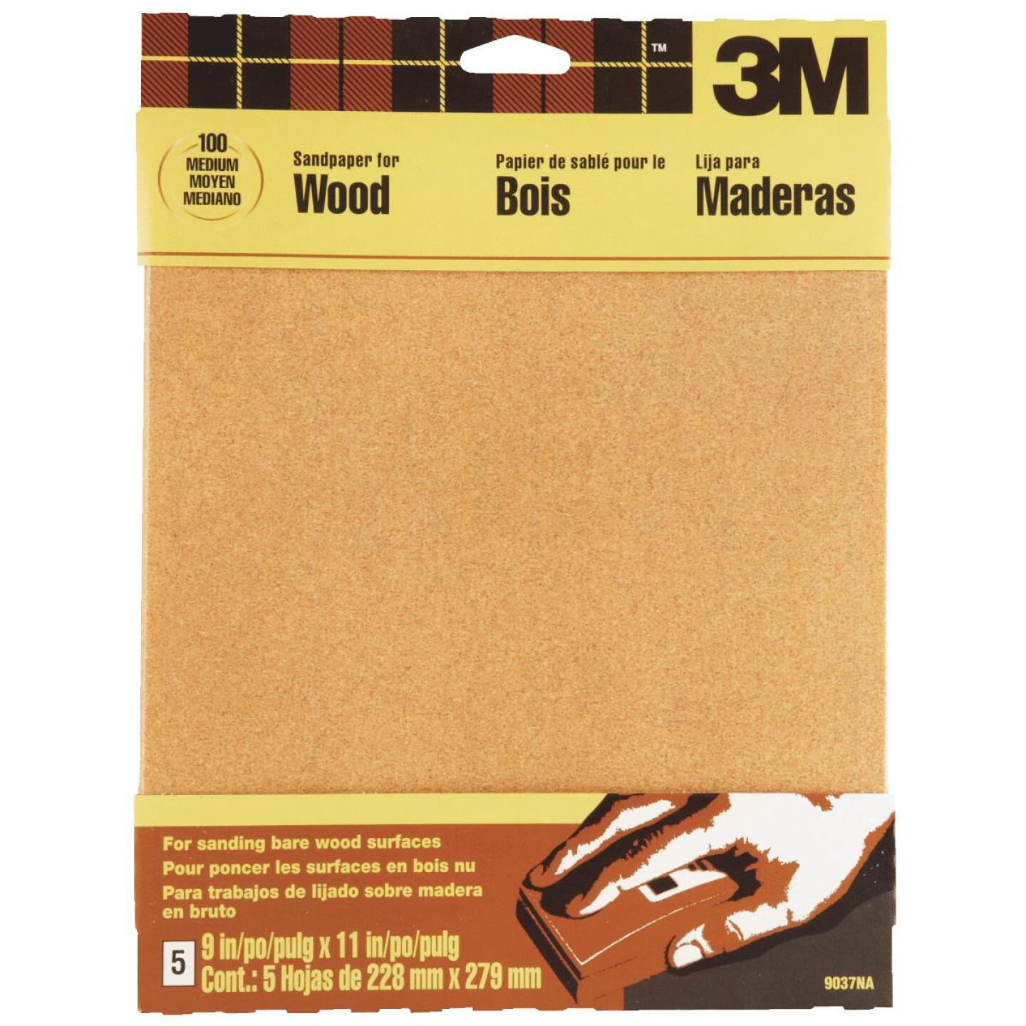 3M, 3M Bois nu 9 po. x 11 po 100 Grit Medium Sandpaper (5-Pack)