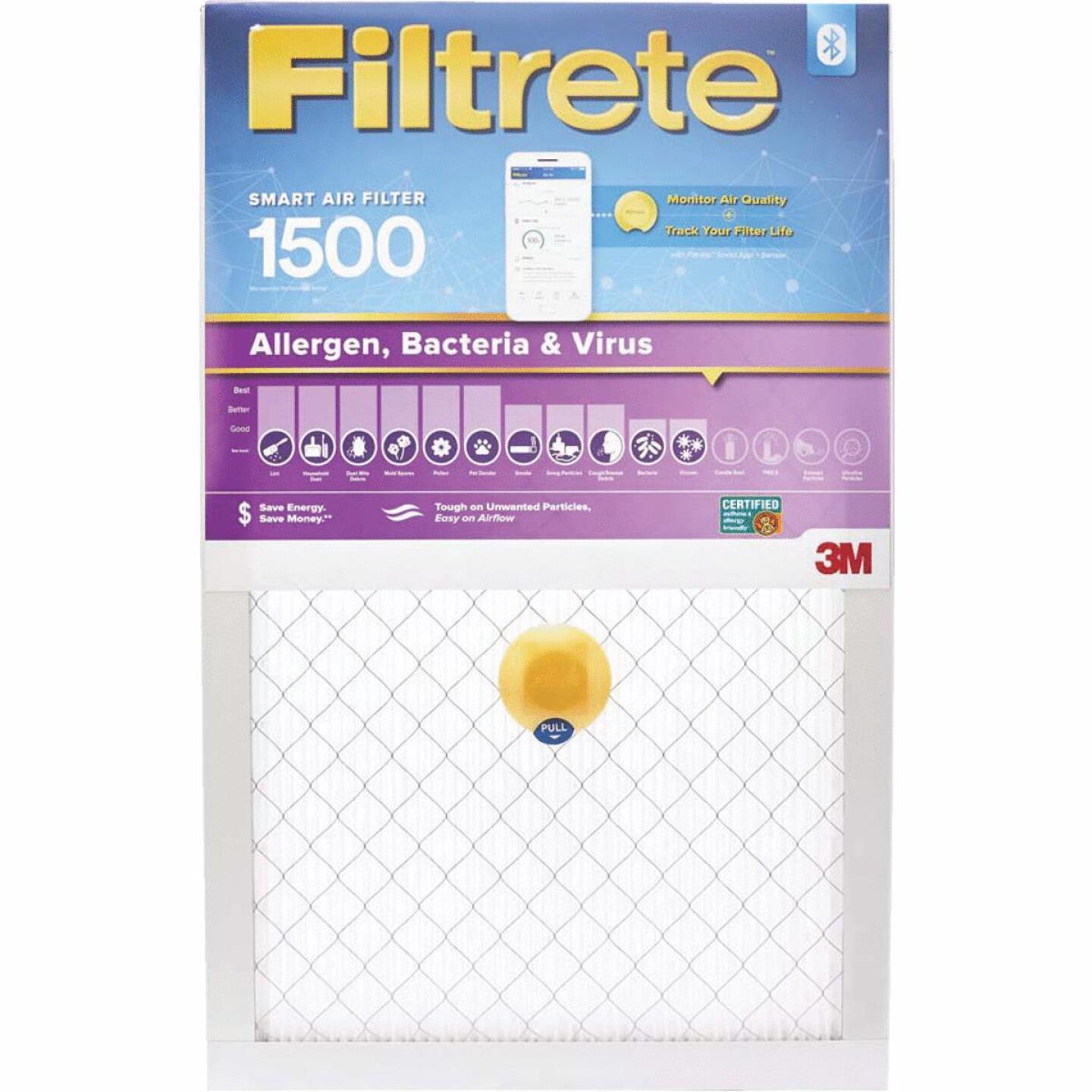 3M, 3M Filtrete 20 In. x 20 In. x 1 In. 1500 MPR Allergen, Bacteria & Virus Smart Furnace Filter