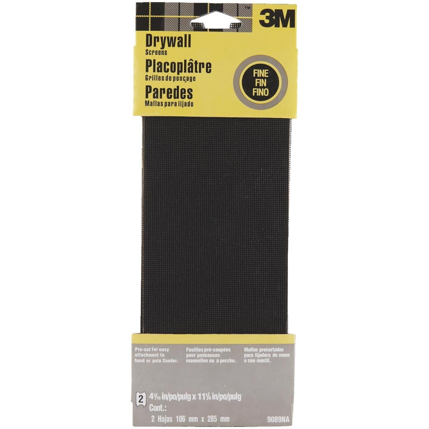 3M, 3M Fine Grade 4-3/16 In. x 11-1/4 In. Precut Drywall Sanding Screen (2-Pack) (Écran de ponçage pour cloisons sèches prédécoupé de 4-3/16 In. x 11-1/4 In.)