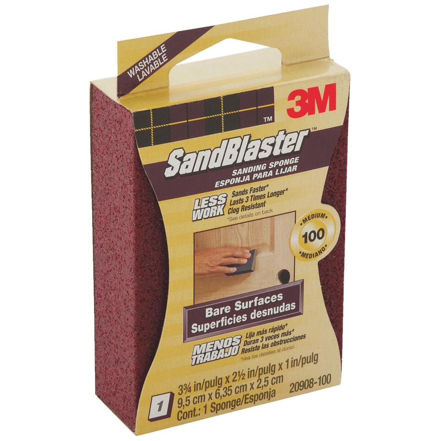 3M, 3M SandBlaster Surfaces Nues 2-1/2 In. x 3-3/4 In. x 1 In. Éponge de ponçage moyenne de grain 100