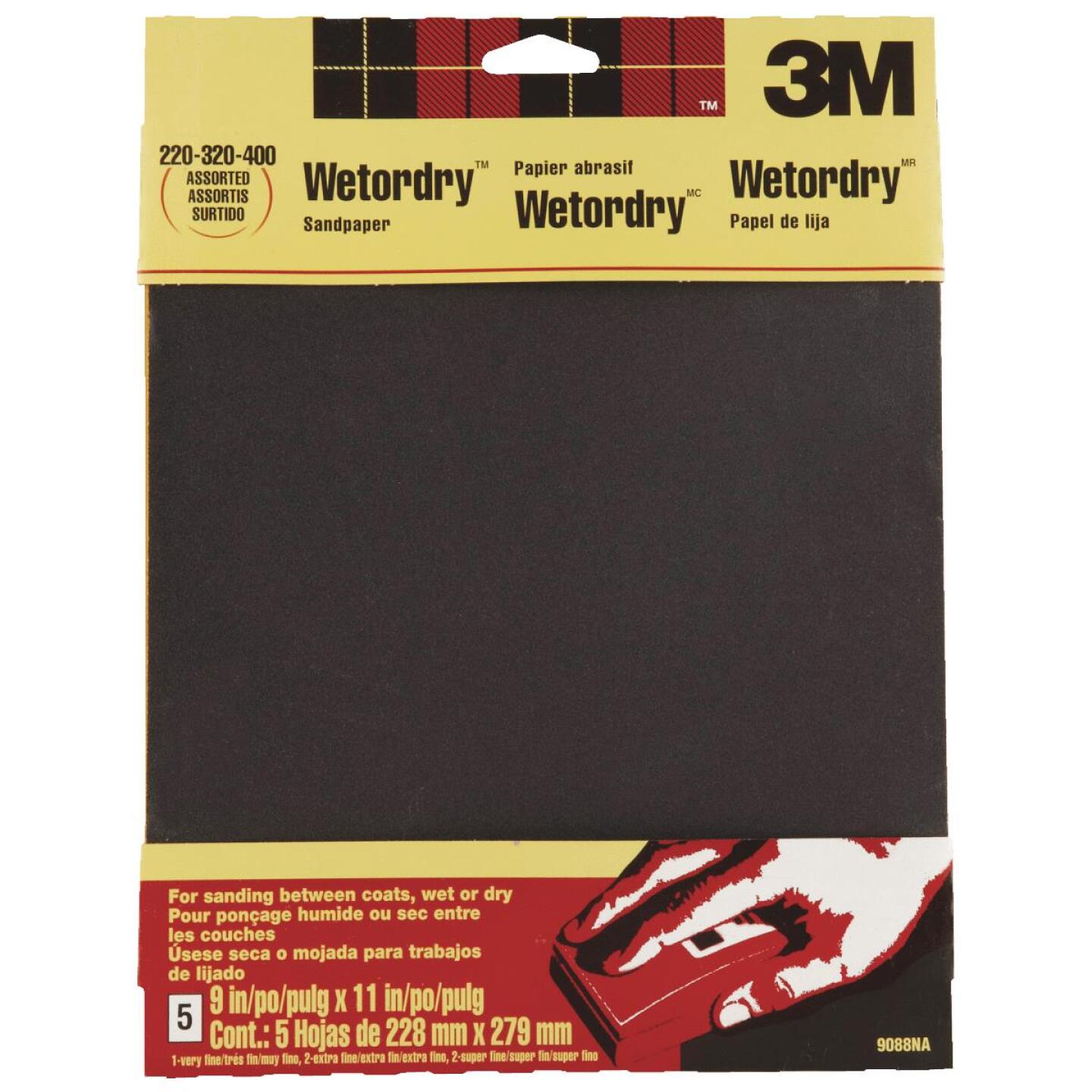 3M, 3M Wetordry 9 In. x 11 In. 400/320/220 Grit Assorted Grade Sandpaper (5-Pack)