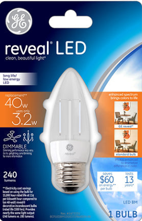 General Electric, 4W Med HD LED Reveal 40W Eq. 2-pk