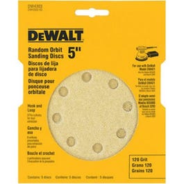 Dewalt, 5-Pk, 5-In. Papier de verre à crochets et boucles de 80 grains pour orbitage aléatoire à 8 trous