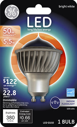 General Electric, 5.5W MR16 GU10 LED SW 50W EQ FLOOD BULB