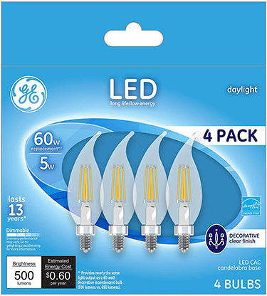 General Electric, 5W CANDELABRA CAC DAYLIGHT LED 4PK