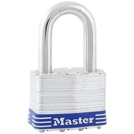 Master Lock, Pinceau plat de 2 pouces Cadenas à clé en acier laminé, 4 goupilles, anse de 1,5 po. Manille longue de 1,5 po